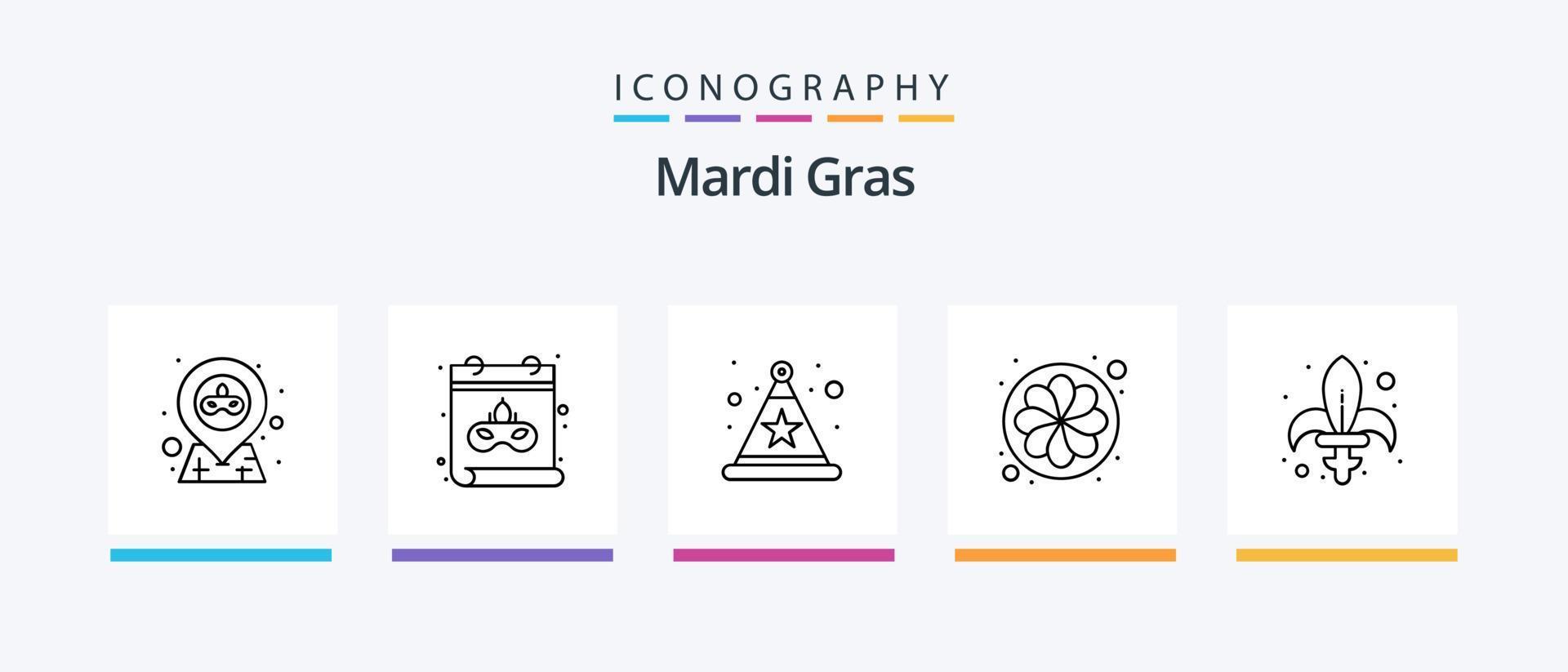 pack d'icônes de la ligne 5 du mardi gras, y compris la décoration. mardi Gras. emplacement. glace. carnaval. conception d'icônes créatives vecteur