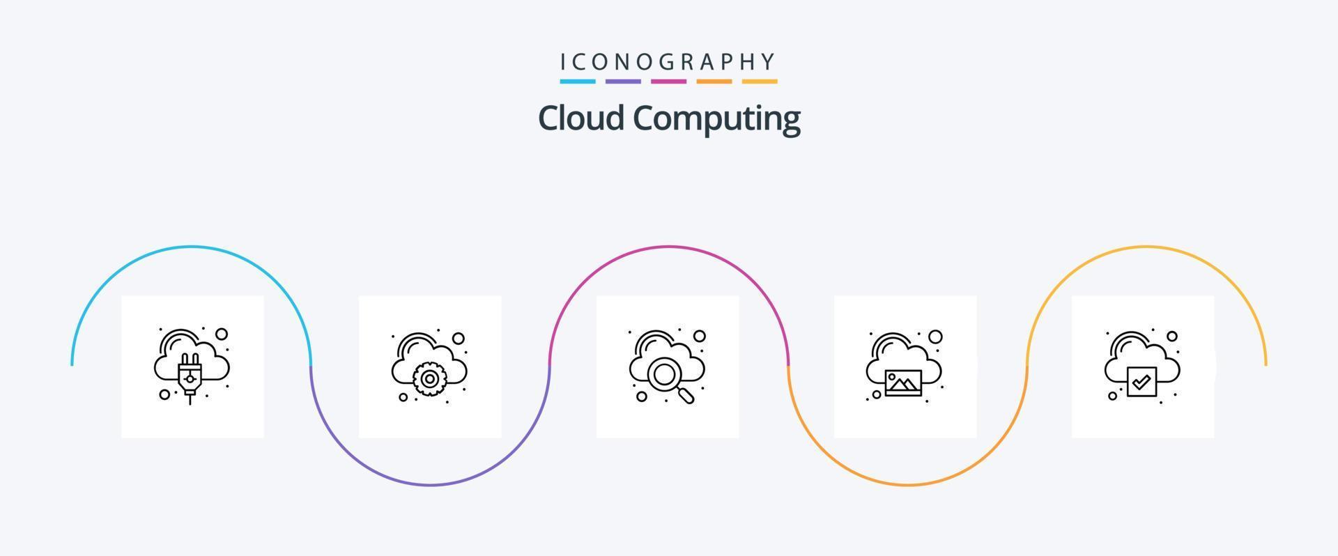 pack d'icônes de la ligne 5 de cloud computing, y compris le cloud. photo. nuage. photo. image vecteur