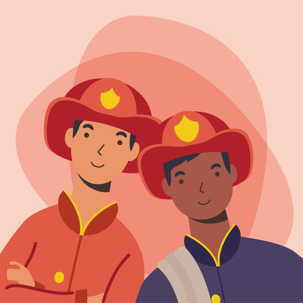 pompiers hommes travailleurs vector design