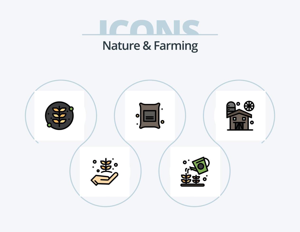 pack d'icônes remplies de ligne nature et agriculture 5 conception d'icônes. la nature. propriétaire de ranch. ferme. agriculture. ferme vecteur