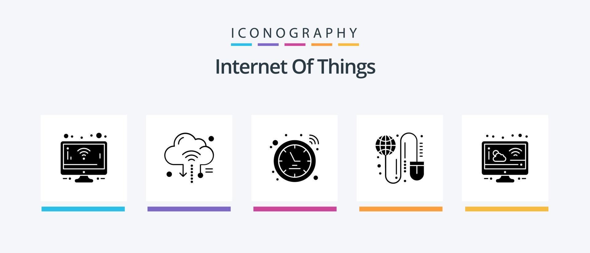 pack d'icônes glyphe 5 de l'internet des objets, y compris le cloud. Souris. point chaud. la grille. global. conception d'icônes créatives vecteur