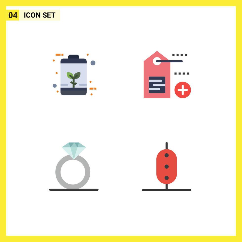 ensemble moderne de 4 icônes plates pictogramme de batterie présent étiquette énergétique alimentaire éléments de conception vectoriels modifiables vecteur