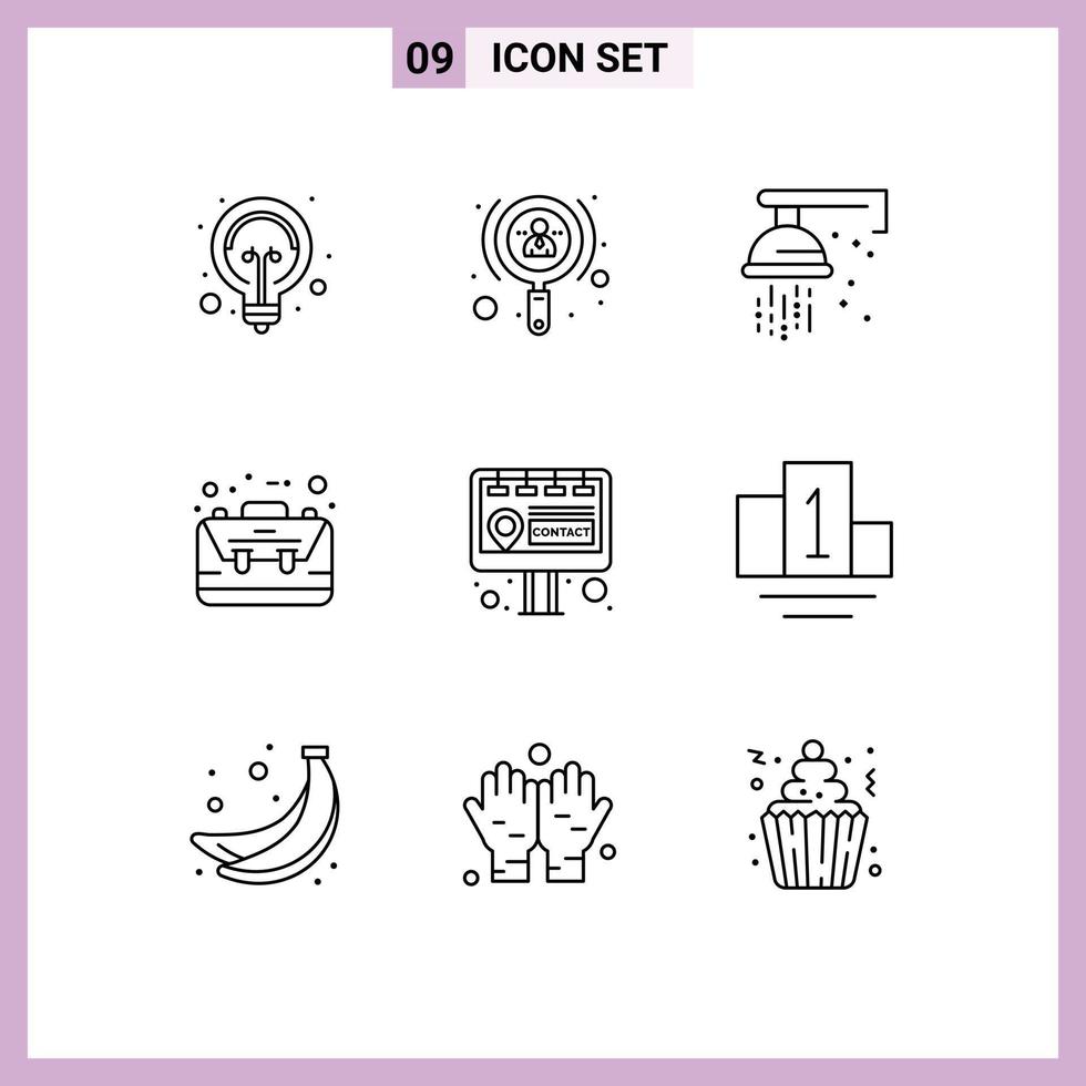 9 icônes créatives signes et symboles modernes de panneau d'affichage sac d'affaires mécanique éléments de conception vectoriels modifiables vecteur