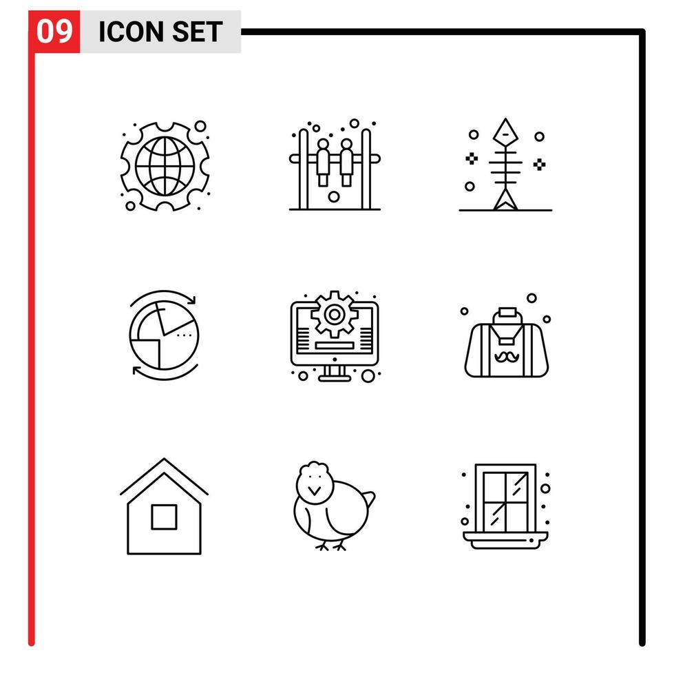 9 icônes créatives signes et symboles modernes d'éléments de conception vectoriels modifiables de données de graphique osseux de réseau d'entreprise vecteur