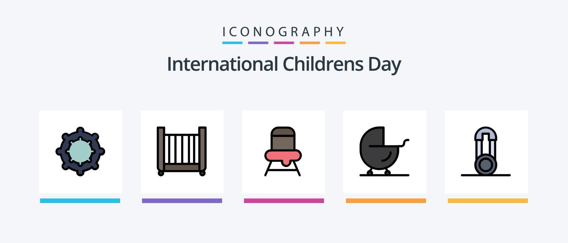 ligne de bébé remplie de 5 packs d'icônes comprenant une diapositive. enfant. Frais. de bébé. bouteille. conception d'icônes créatives vecteur