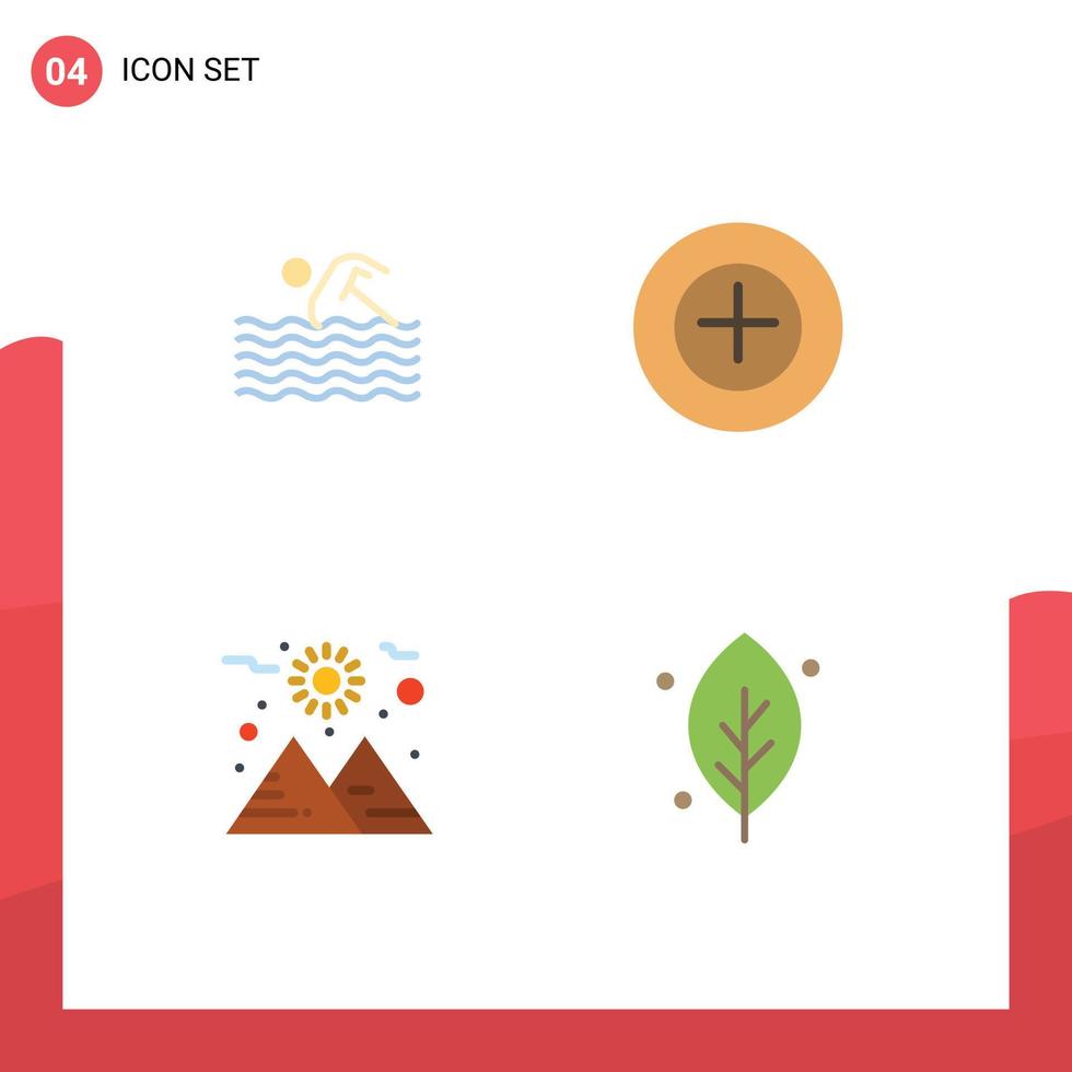 ensemble de 4 symboles d'icônes d'interface utilisateur modernes signes pour l'espace d'activité natation plus d'éléments de conception vectoriels modifiables d'écologie vecteur