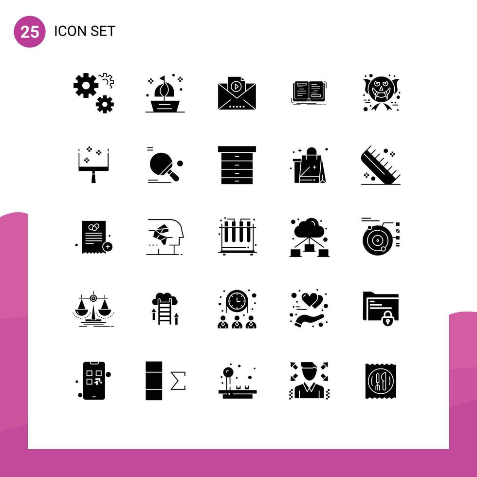 25 icônes créatives signes et symboles modernes du personnage écrivant des éléments de conception vectoriels modifiables de livre d'histoire d'été vecteur