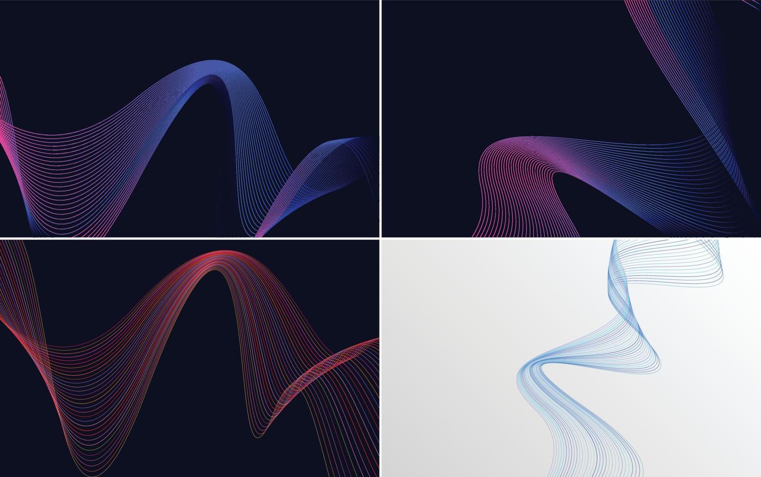 ensemble de 4 arrière-plans de lignes vectorielles pour ajouter une touche élégante à vos créations vecteur