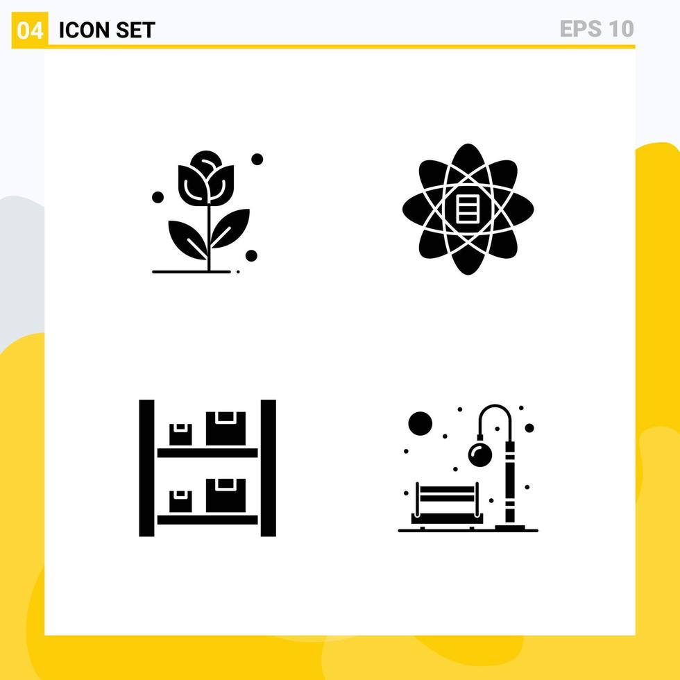 ensemble de 4 symboles d'icônes d'interface utilisateur modernes signes pour les données logistiques de fleurs banc de dollars éléments de conception vectoriels modifiables vecteur