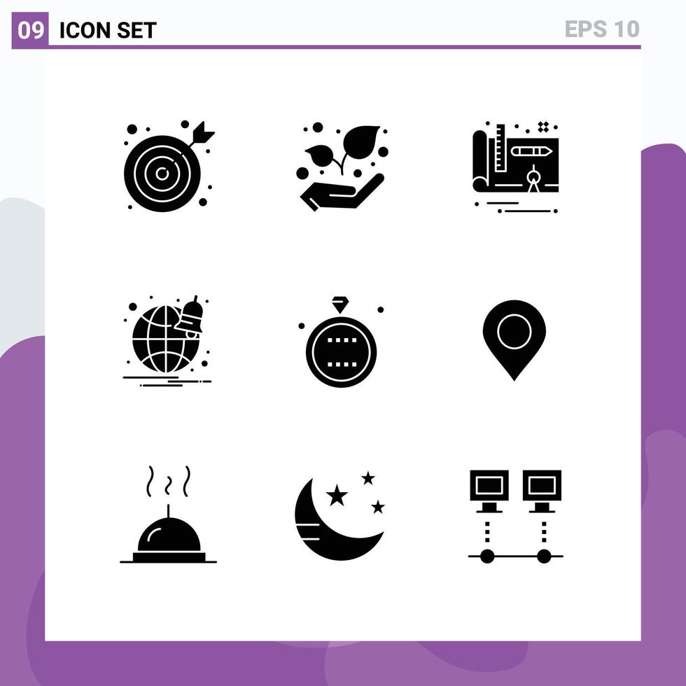 9 icônes créatives signes et symboles modernes de carte anneau plan vacances célébration éléments de conception vectoriels modifiables vecteur