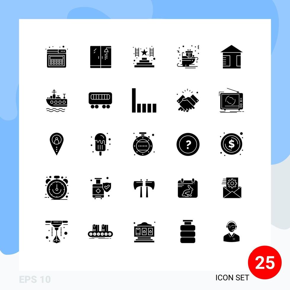 25 concept de glyphe solide pour les sites Web mobiles et les applications vecteur
