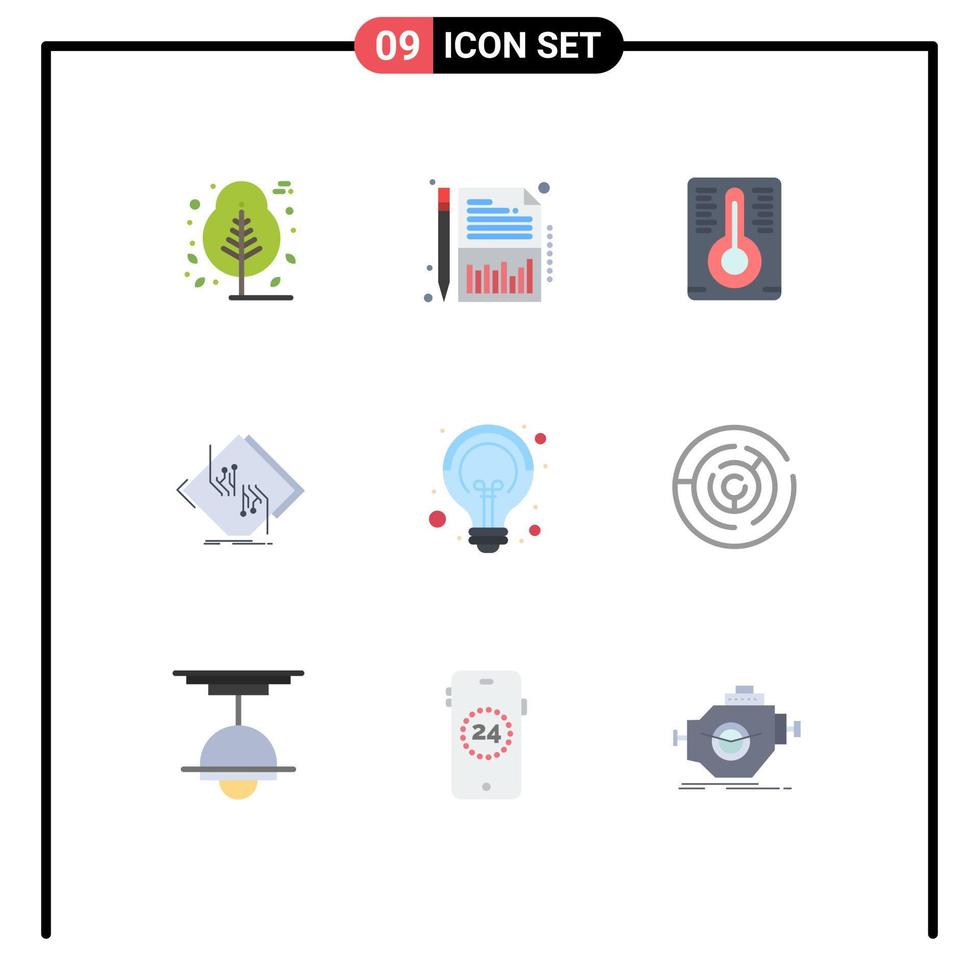 9 couleurs plates vectorielles thématiques et symboles modifiables des campagnes d'idées circuit électronique de température éléments de conception vectoriels modifiables vecteur