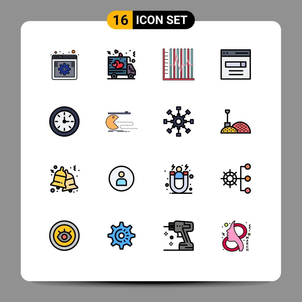 ensemble de 16 symboles d'icônes d'interface utilisateur modernes signes pour la communication de camion de moteur de recherche éléments de conception de vecteur créatif modifiables par le patient