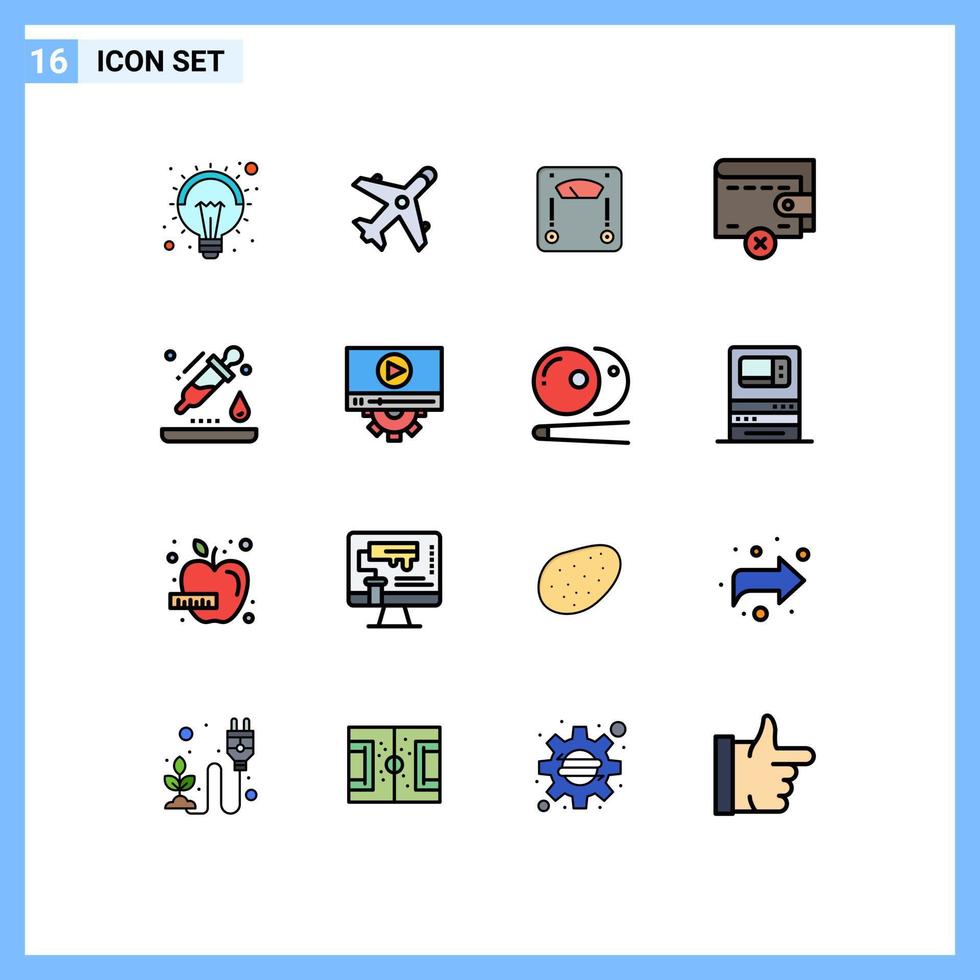 ensemble de 16 symboles d'icônes d'interface utilisateur modernes signes pour le portefeuille de la machine à pipette supprimer les éléments de conception vectoriels créatifs modifiables vecteur