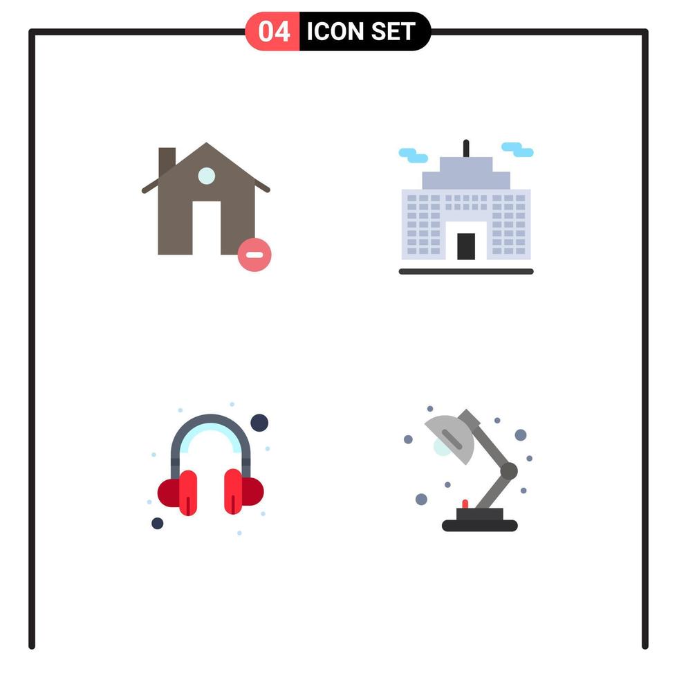 pack d'icônes vectorielles stock de 4 signes et symboles de ligne pour les bâtiments aide maison entreprise lampe éléments de conception vectoriels modifiables vecteur