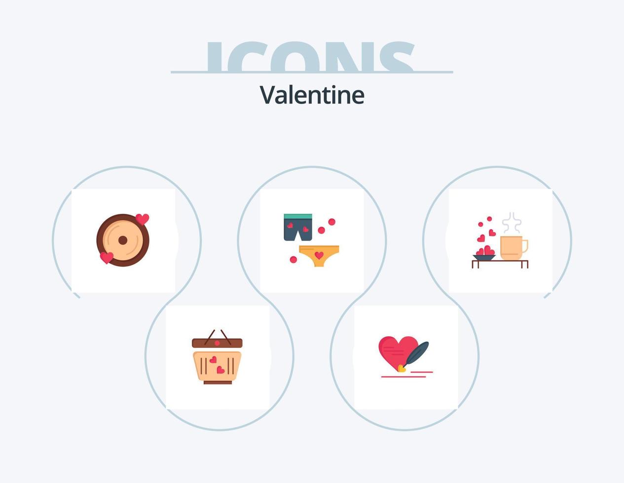 pack d'icônes plat valentine 5 conception d'icônes. l'amour. l'amour. stylo. journée. Valentin vecteur