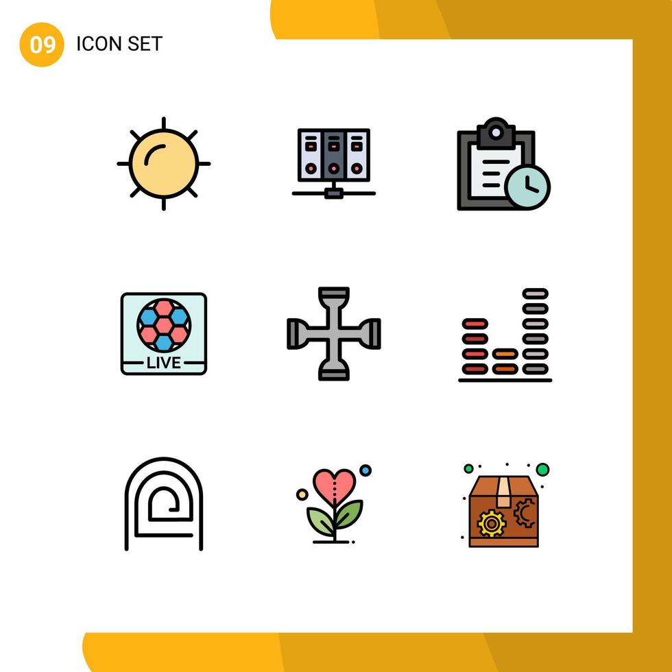 pack de 9 signes et symboles de couleurs plates modernes pour les supports d'impression Web tels que les tâches de performance d'outils éléments de conception vectoriels modifiables sur écran croisé vecteur