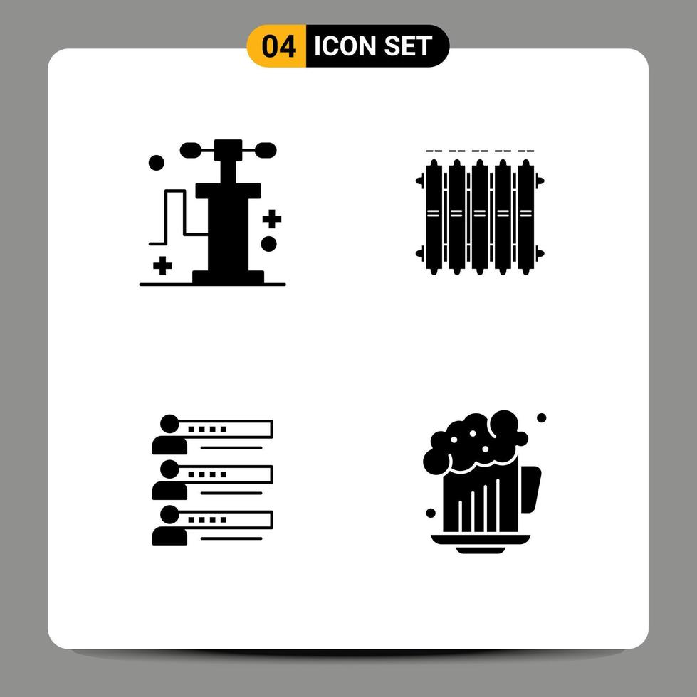 4 concept de glyphe solide pour les sites Web mobiles et applications graphiques de pompe radiateur profil chaud éléments de conception vectoriels modifiables vecteur