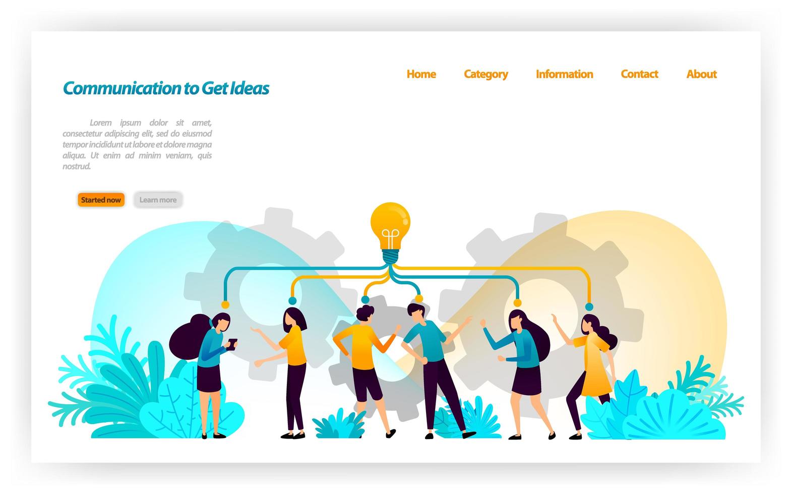 communication, discussion, prise de parole et dialogue pour obtenir des idées et de l'inspiration dans la gestion des concepts et des stratégies. concept d'illustration vectorielle pour la page de destination, ui ux, web, application mobile, affiche, bannière vecteur