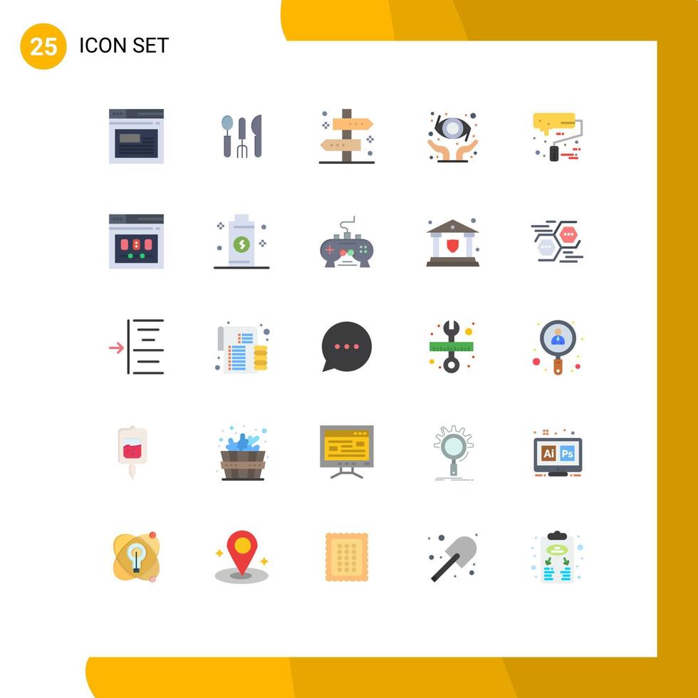 ensemble de 25 symboles d'icônes d'interface utilisateur modernes signes pour rouleau de peinture ophtalmologie emplacement santé des yeux façon éléments de conception vectoriels modifiables vecteur