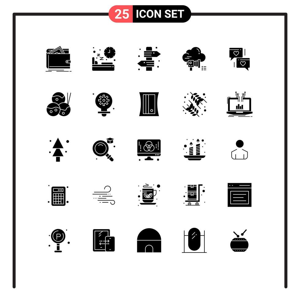 25 concept de glyphe solide pour les sites Web mobiles et la promotion des applications mégaphone sommeil voyage enseigne éléments de conception vectoriels modifiables vecteur