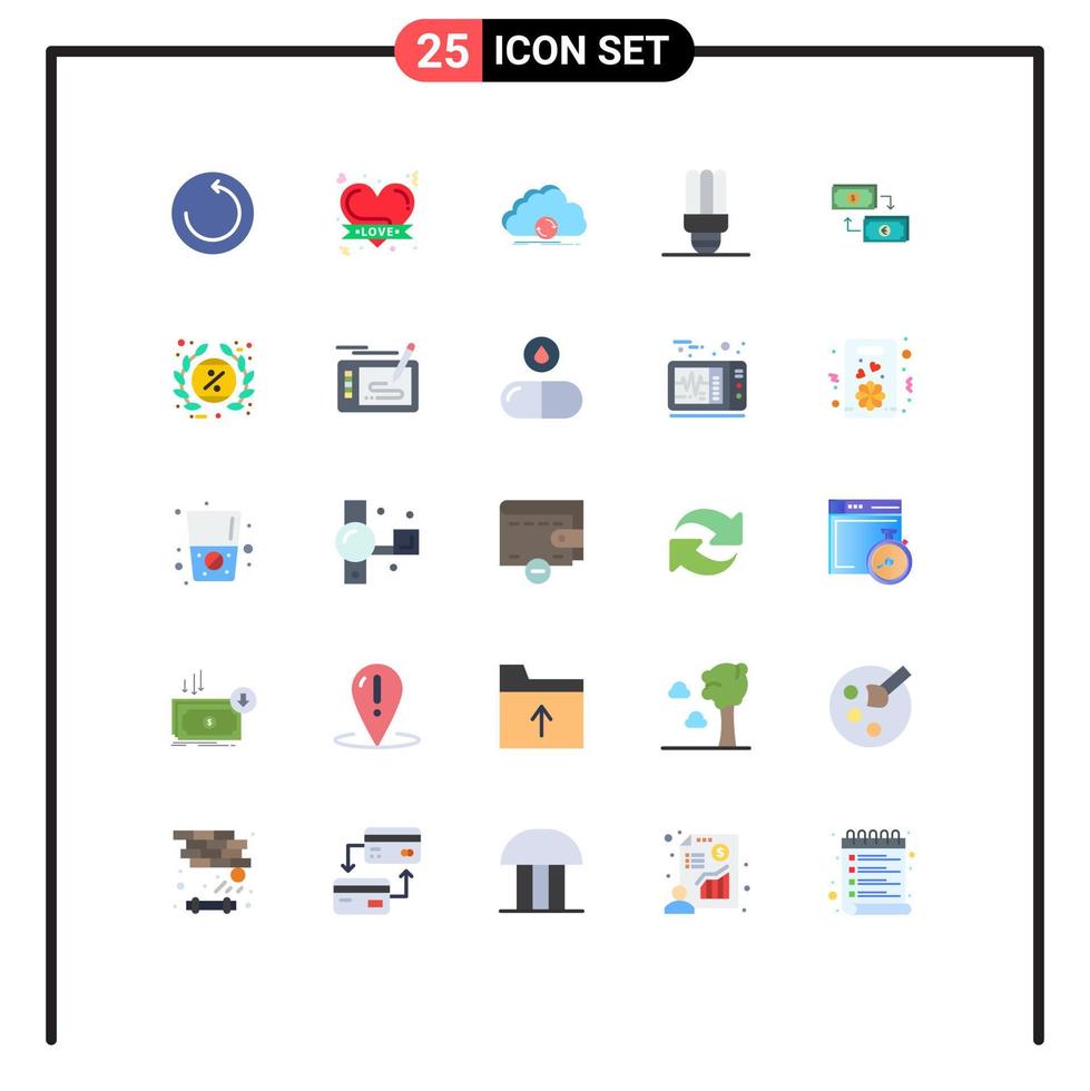 ensemble de 25 symboles d'icônes d'interface utilisateur modernes signes pour l'échange de dollars synchronisation des éléments de conception vectoriels modifiables d'économie d'énergie légère vecteur