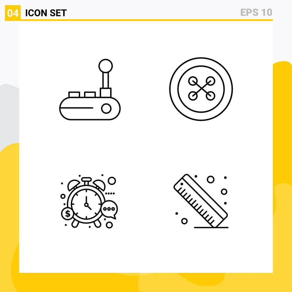 ensemble moderne de 4 couleurs et symboles plats remplis tels que l'argent du contrôleur joy pad temps de fixation éléments de conception vectoriels modifiables vecteur