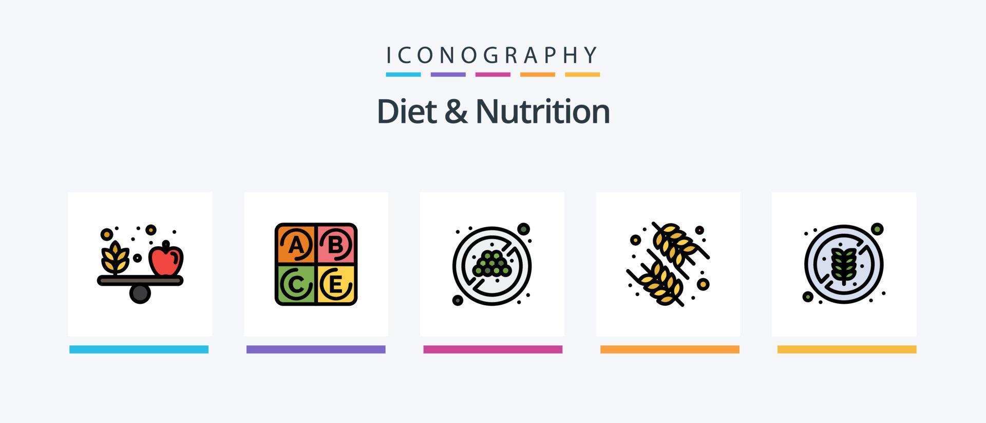 ligne de régime et de nutrition remplie de 5 icônes comprenant de la nourriture. betterave avec des feuilles. diète. Frais. diète. conception d'icônes créatives vecteur