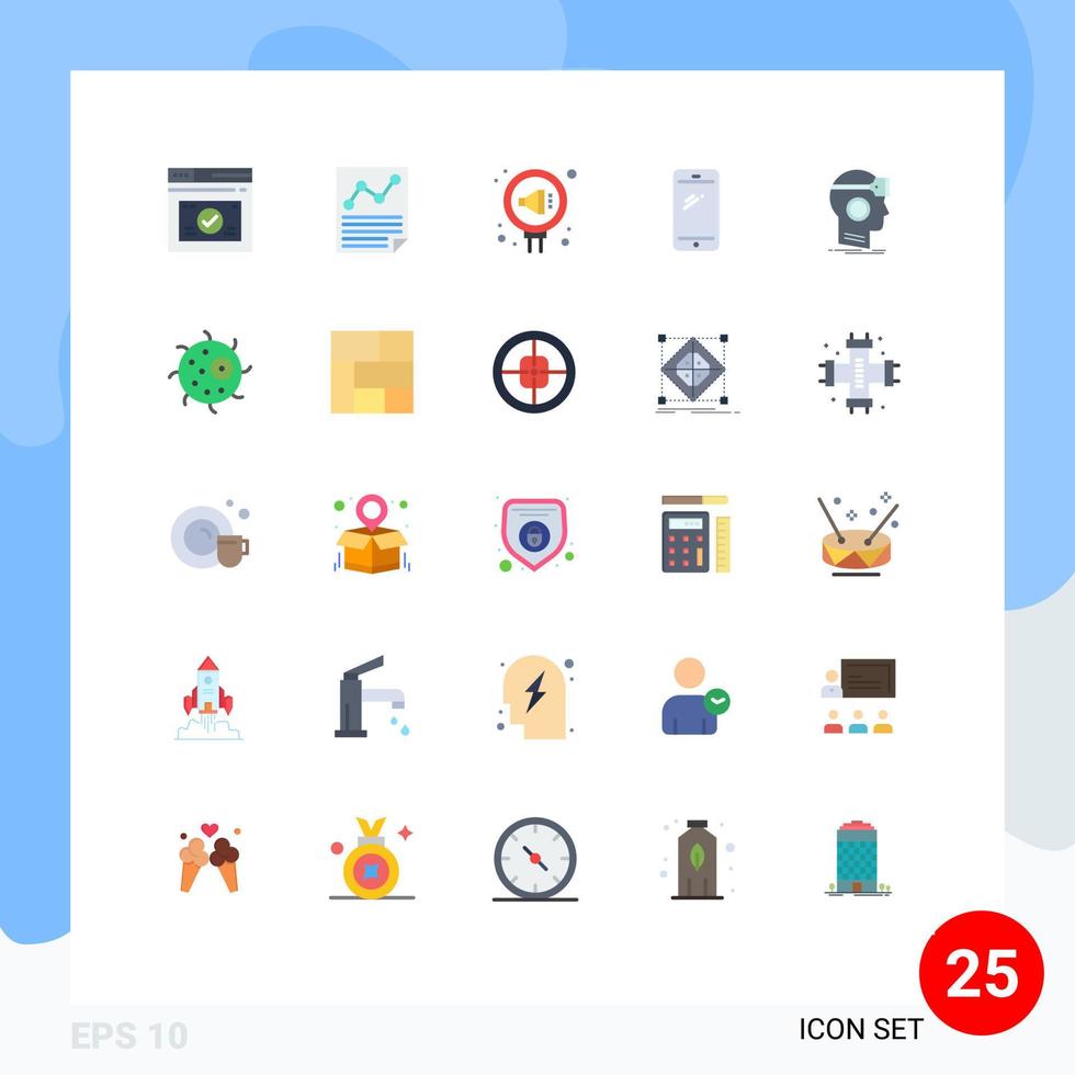 groupe de 25 couleurs plates modernes définies pour le rapport de téléphone intelligent android relation téléphonique éléments de conception vectoriels modifiables vecteur