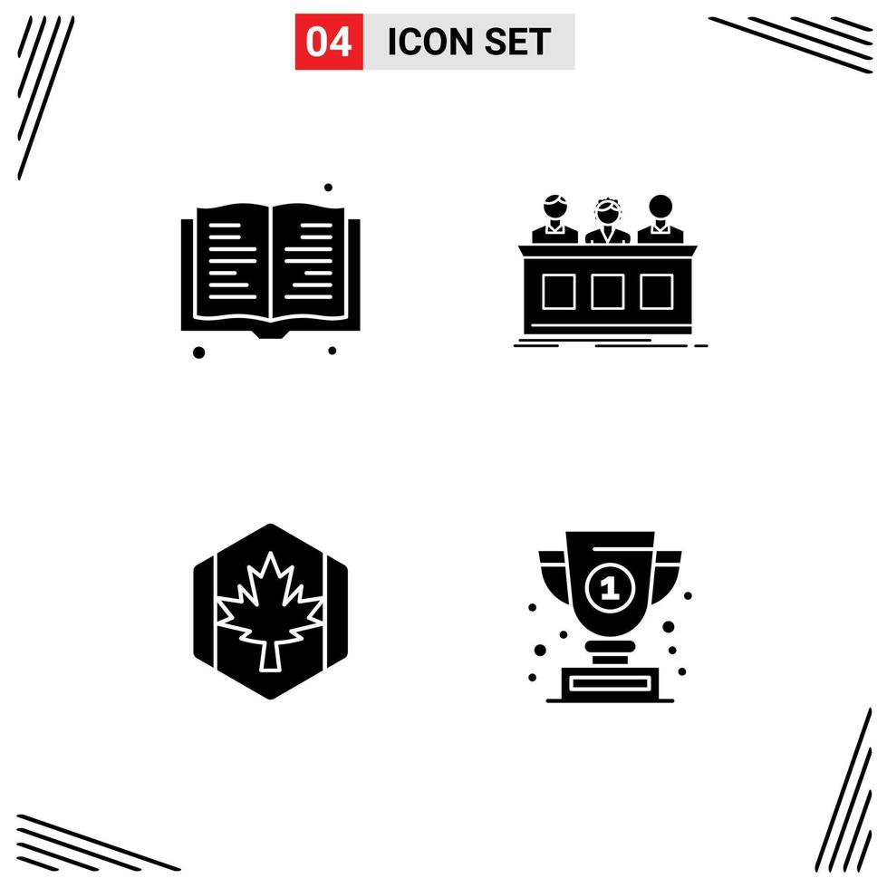 pack d'icônes vectorielles stock de 4 signes et symboles de ligne pour le livre concours d'automne juge feuille éléments de conception vectoriels modifiables vecteur
