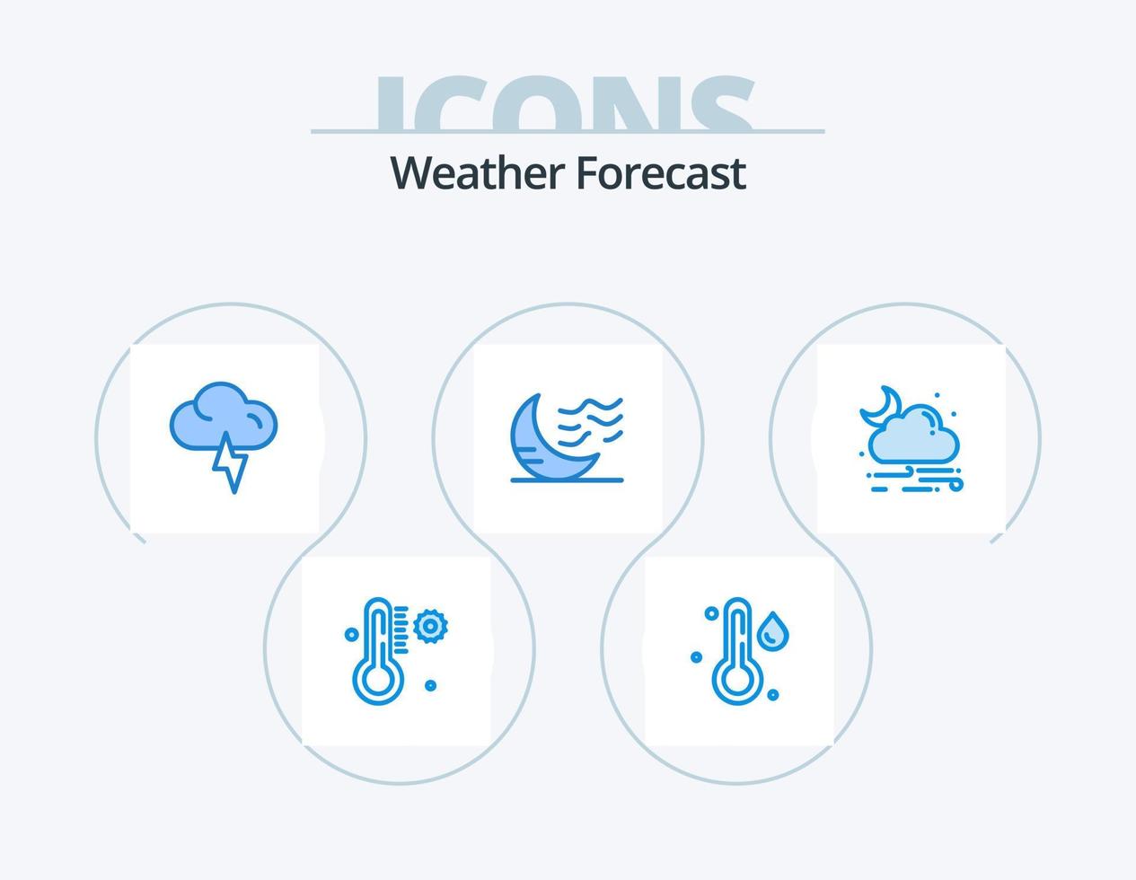 pack d'icônes bleu météo 5 conception d'icônes. la météo. nuage. la météo. vent. sommeil vecteur