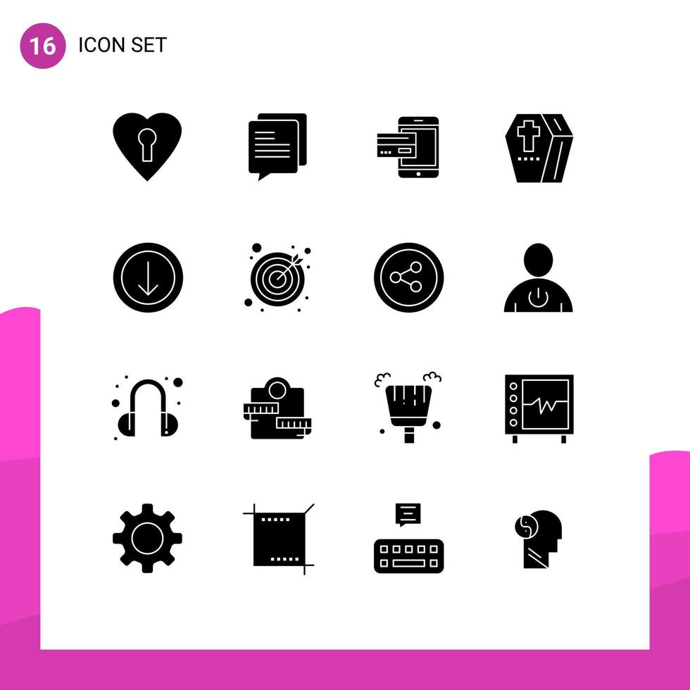 ensemble de 16 symboles d'icônes d'interface utilisateur modernes signes pour effrayant halloween bancaire cercueil argent éléments de conception vectoriels modifiables vecteur