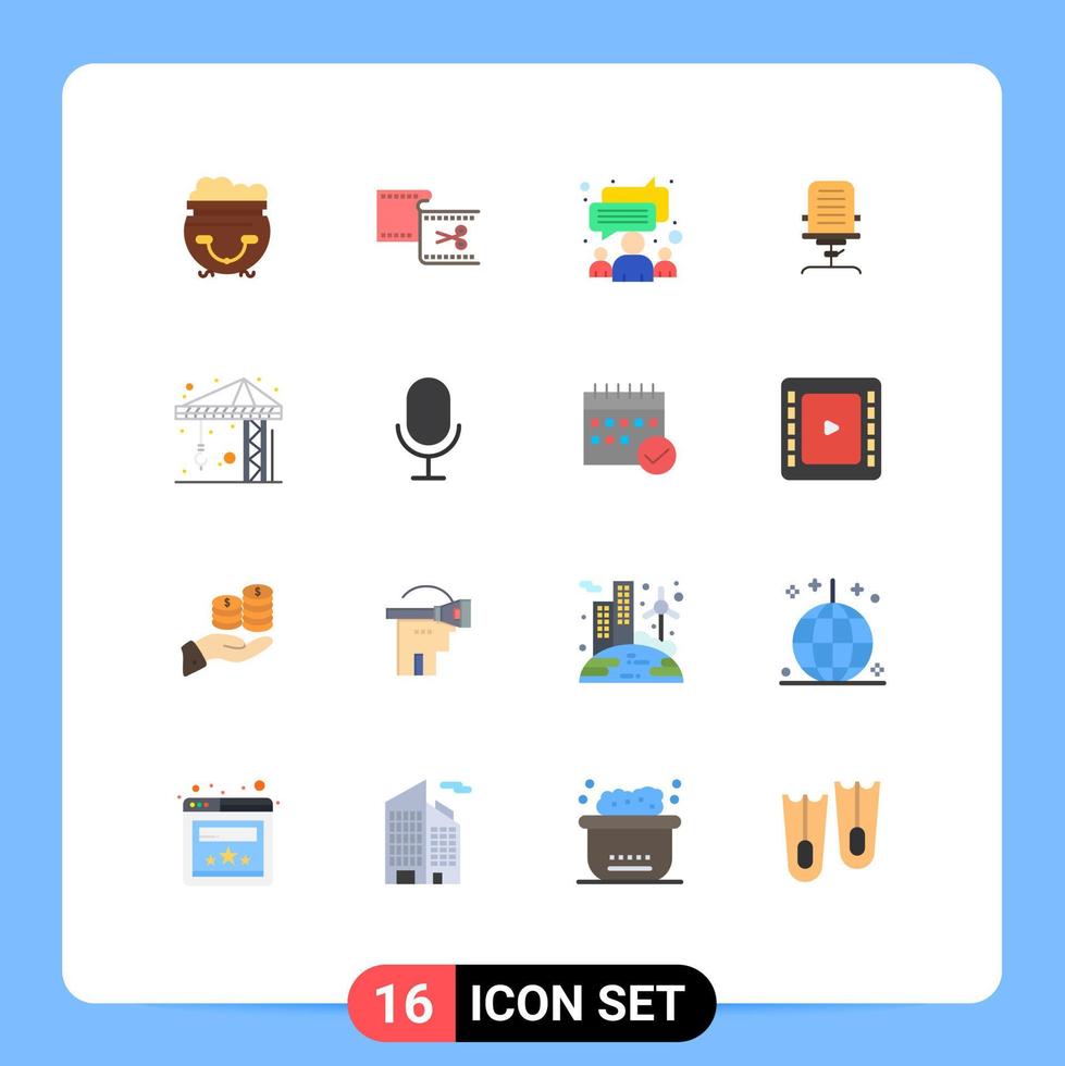 interface mobile couleur plate ensemble de 16 pictogrammes de l'équipe de bras de film d'entreprise de meubles pack modifiable d'éléments de conception de vecteur créatif
