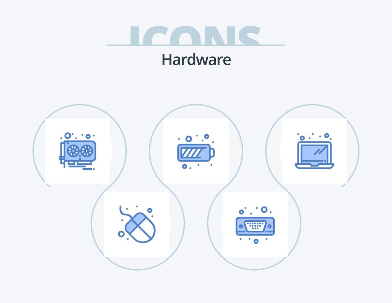 pack d'icônes bleu matériel 5 conception d'icônes. ordinateur portable. l'ordinateur. Matériel. énergie. mise en charge vecteur