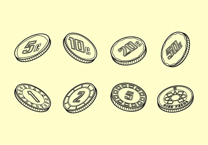 Peso Coins Outline vecteur libre
