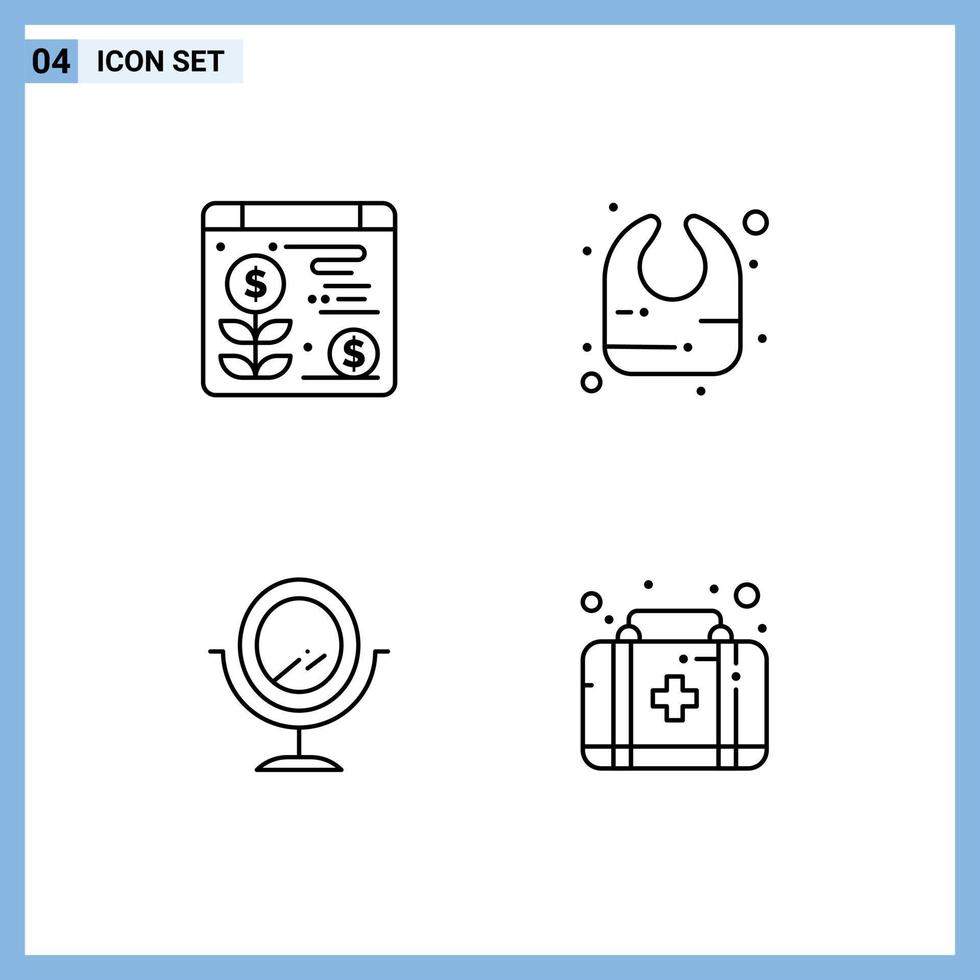 4 icônes créatives signes et symboles modernes du kit web bébé miroir couche 1 éléments de conception vectoriels modifiables vecteur