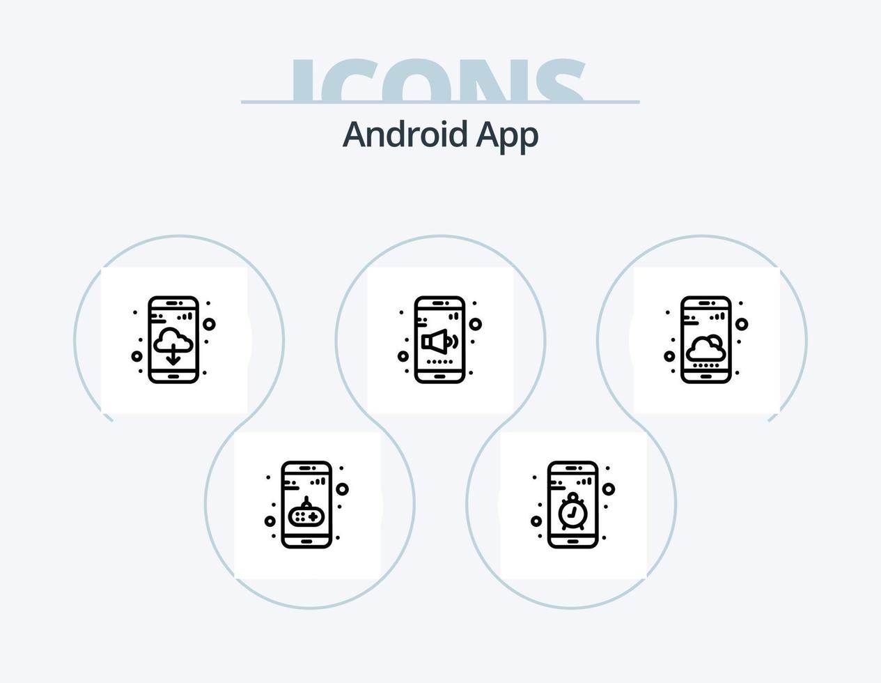 pack d'icônes de ligne d'application Android 5 conception d'icônes. application. téléphone intelligent. application. portable. application vecteur