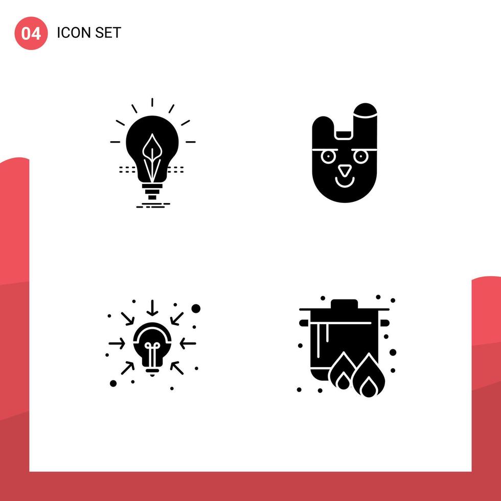 pack d'icônes vectorielles stock de 4 signes et symboles de ligne pour les éléments de conception vectoriels modifiables d'intelligence de lapin d'énergie d'affaires d'ampoule vecteur