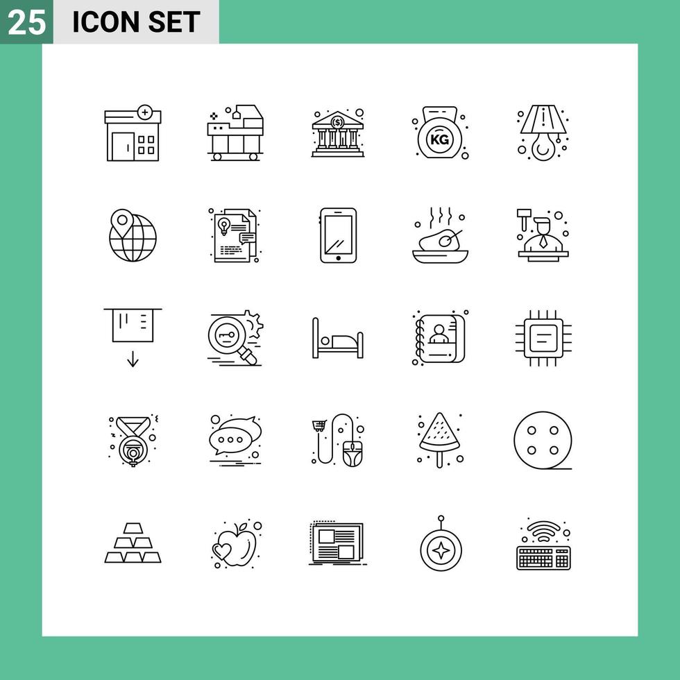 25 lignes universelles définies pour les applications web et mobiles globe light acheter lampe fitness éléments de conception vectoriels modifiables vecteur