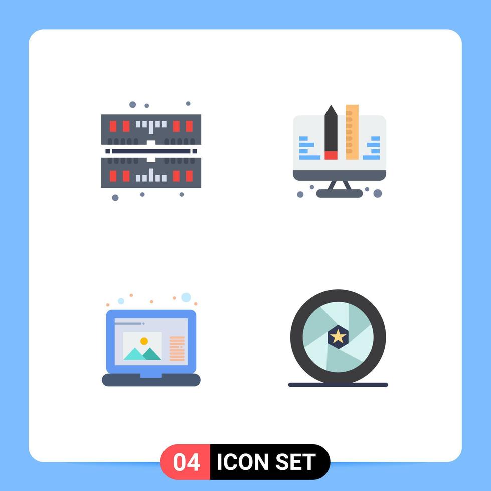 4 icônes plates vectorielles thématiques et symboles modifiables du web de codage d'ordinateur portable en vedette des éléments de conception vectoriels modifiables en étoile vecteur