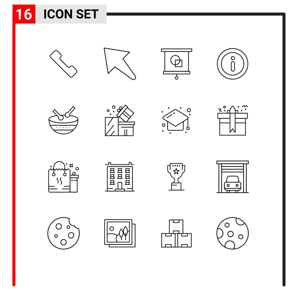 16 concept de contour pour les sites Web mobiles et les applications cadeau menu d'instrument de projecteur irlandais éléments de conception vectoriels modifiables vecteur