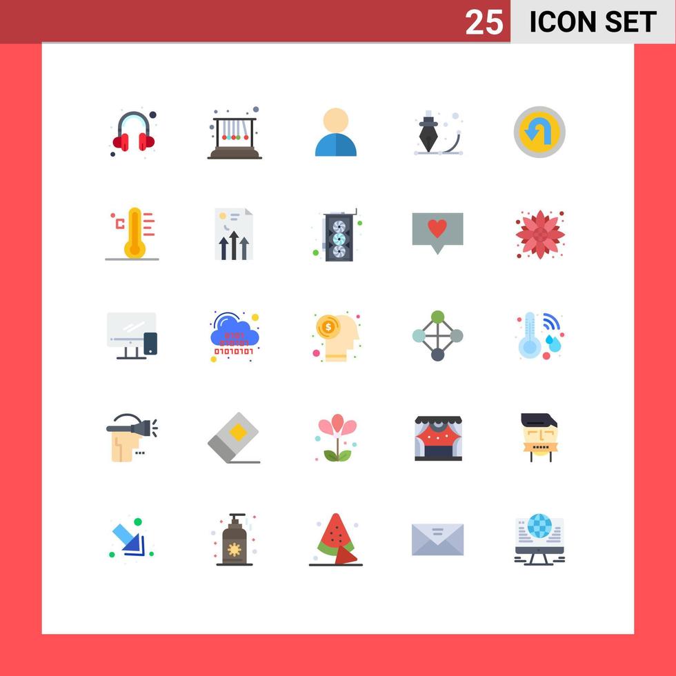 pack de 25 signes et symboles de couleurs plates modernes pour les supports d'impression Web tels que les éléments de conception vectoriels modifiables créatifs graphiques d'imposteur de stylo à flèche vecteur