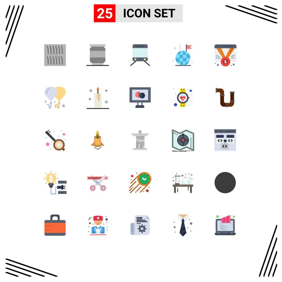pack de 25 signes et symboles de couleurs plates modernes pour les supports d'impression web tels que la promotion web voyage drapeau préféré éléments de conception vectoriels modifiables vecteur