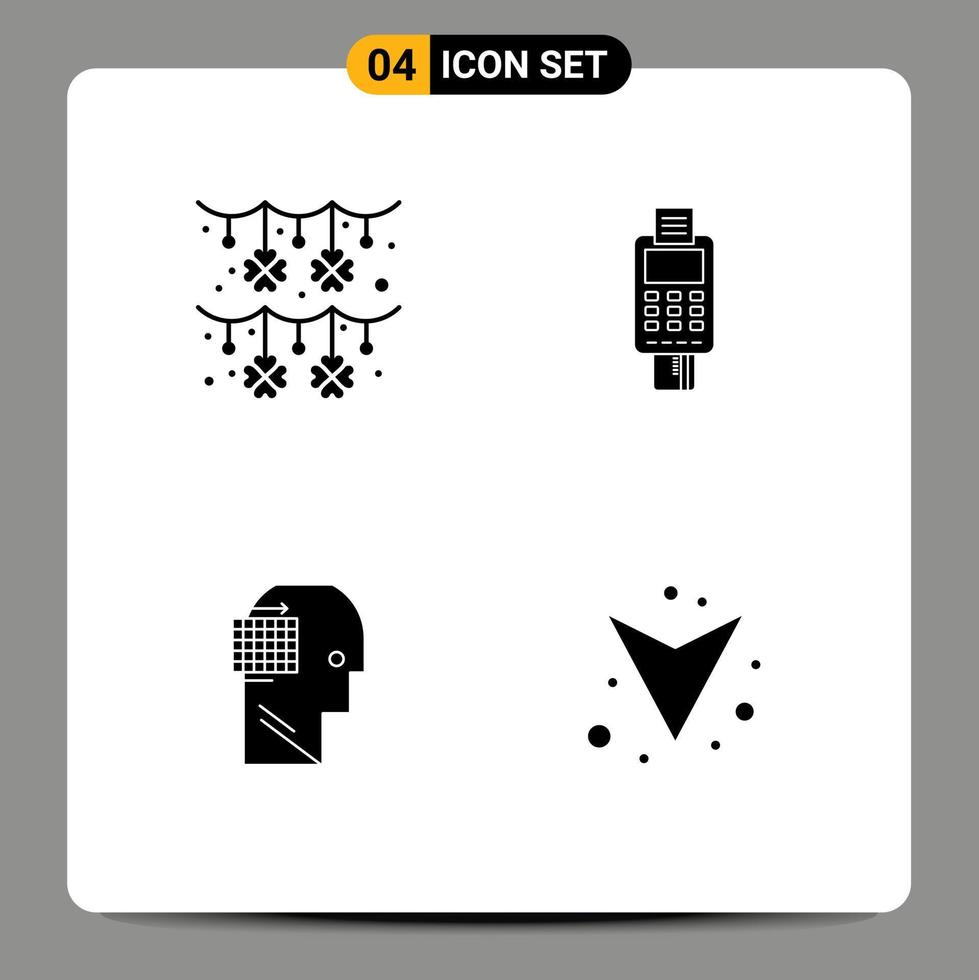 4 glyphes solides vectoriels thématiques et symboles modifiables de la machine à cartes de crédit de la culture éléments de conception vectoriels modifiables par l'utilisateur de la carte saint patrick vecteur