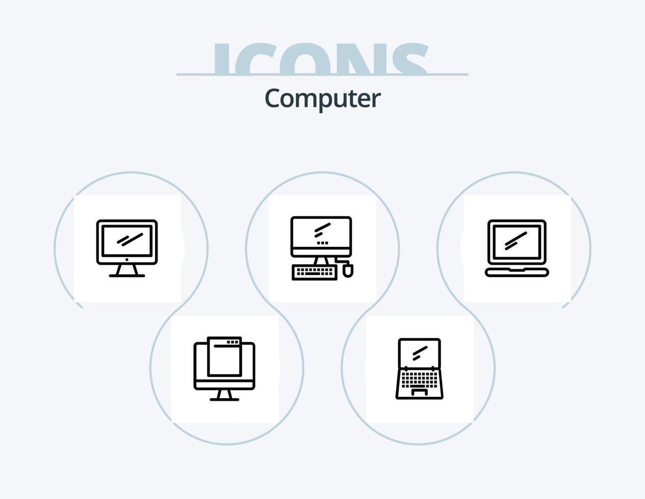 pack d'icônes de ligne d'ordinateur 5 conception d'icônes. appareil. l'ordinateur. imac. portable. appareil vecteur