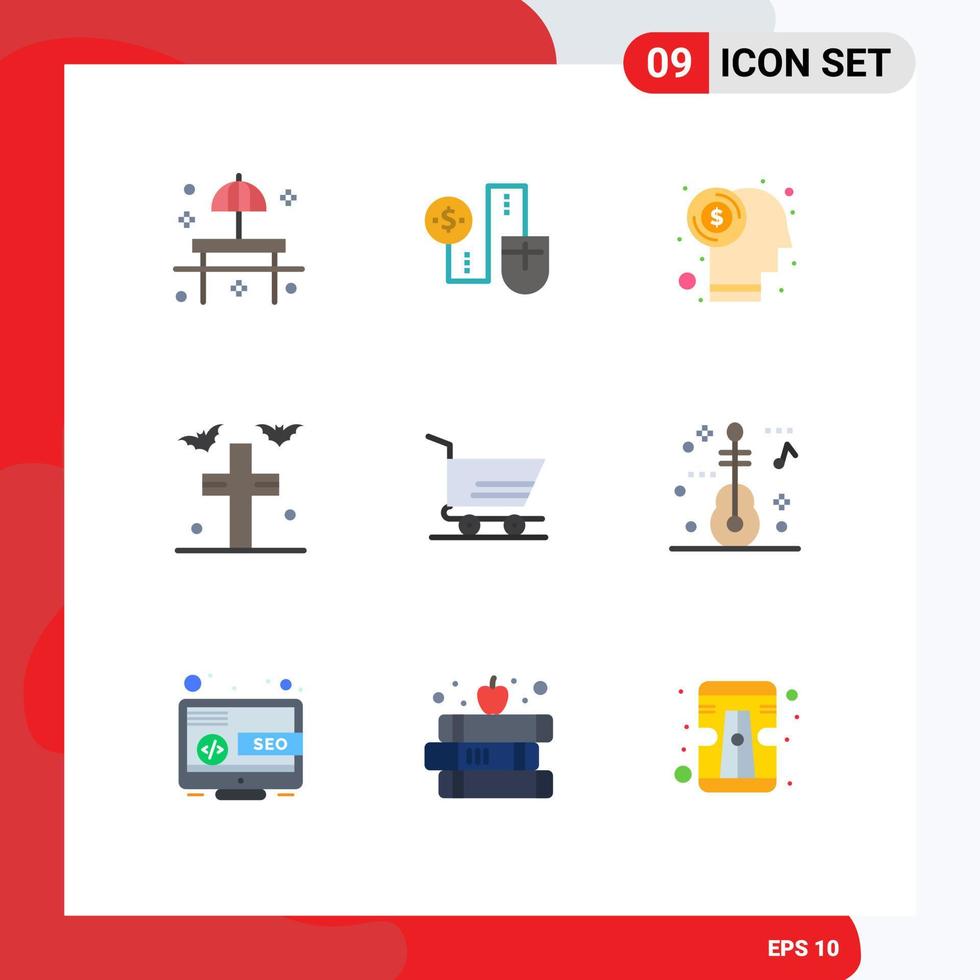 symboles d'icônes universels groupe de 9 couleurs plates modernes d'éléments de conception vectoriels modifiables en dollars vecteur
