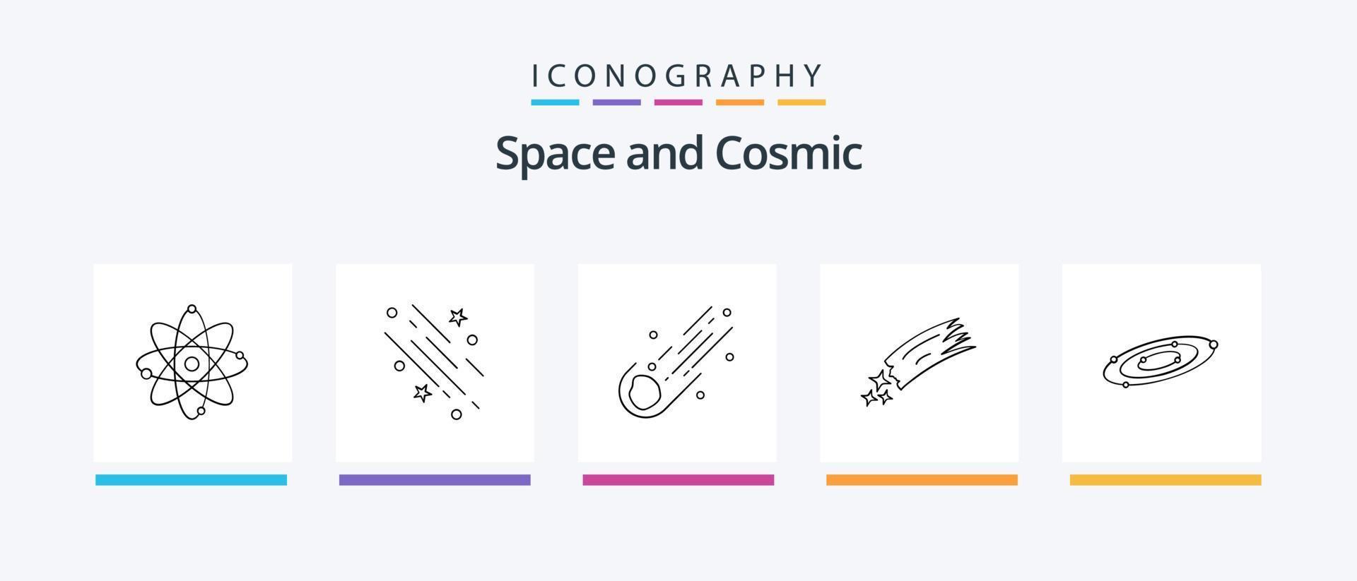 pack d'icônes space line 5, y compris mars. OVNI. astronomie. espace. espace. conception d'icônes créatives vecteur