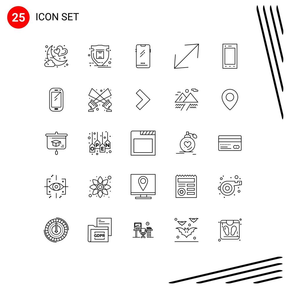 25 lignes vectorielles thématiques et symboles modifiables des appareils coin colis flèche android éléments de conception vectoriels modifiables vecteur