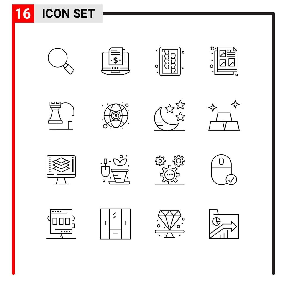 groupe de 16 contours signes et symboles pour les décisions idée hacher document éléments de conception vectoriels modifiables créatifs vecteur