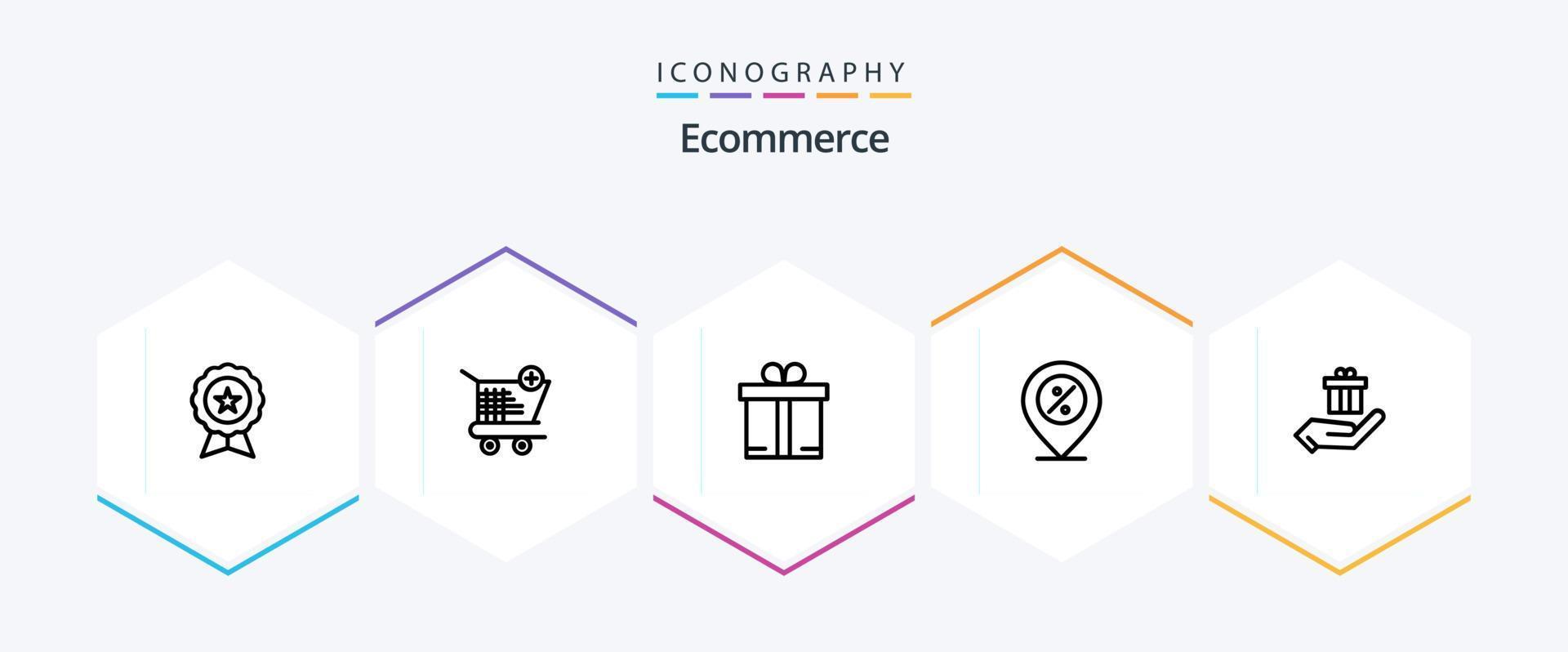 pack d'icônes de 25 lignes de commerce électronique, y compris un cadeau. pourcentage. achats. pour cent. commerce électronique vecteur